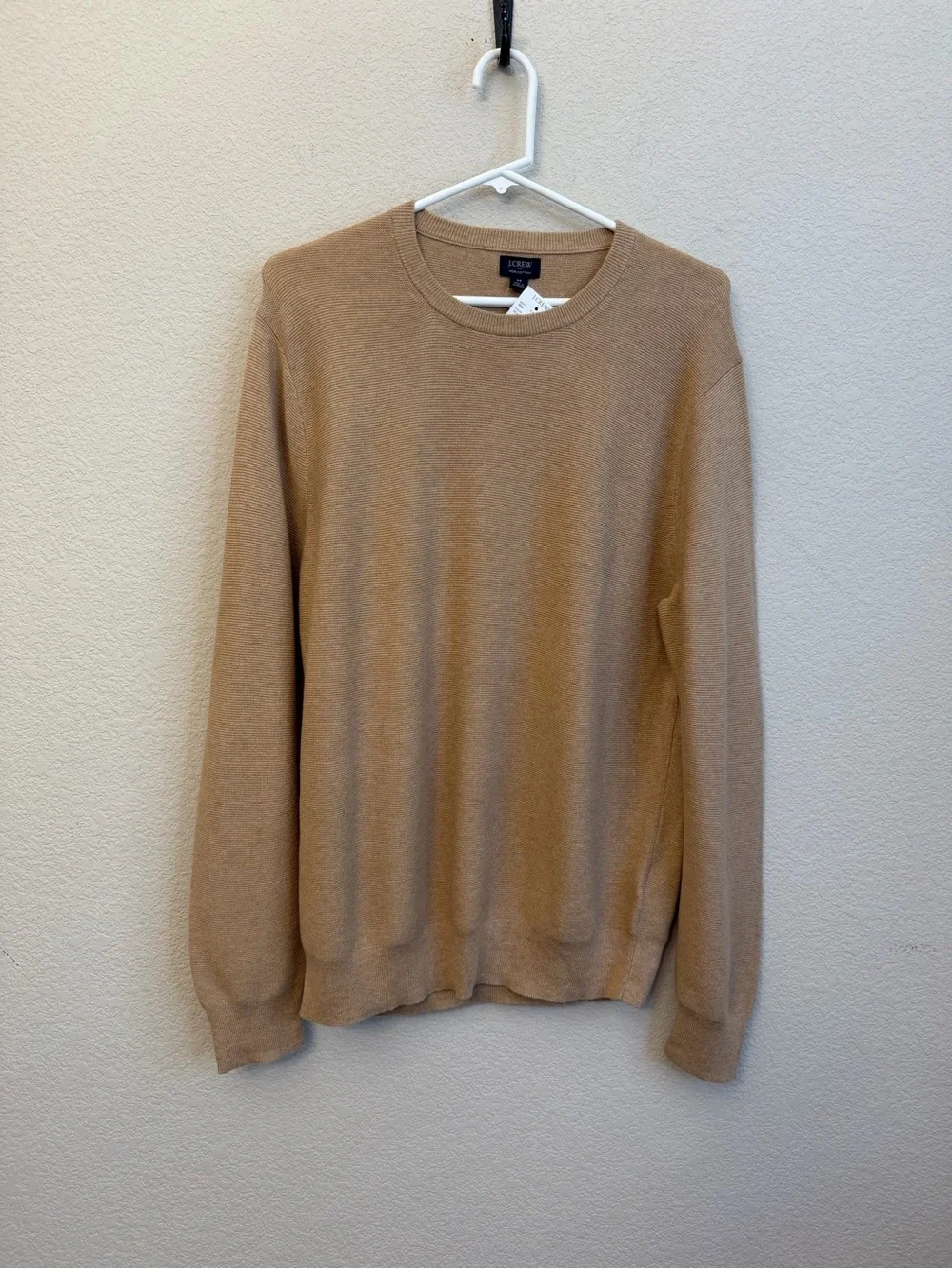 J. Crew New Men's All Cotton Crewneck Sweater in beige Sz M